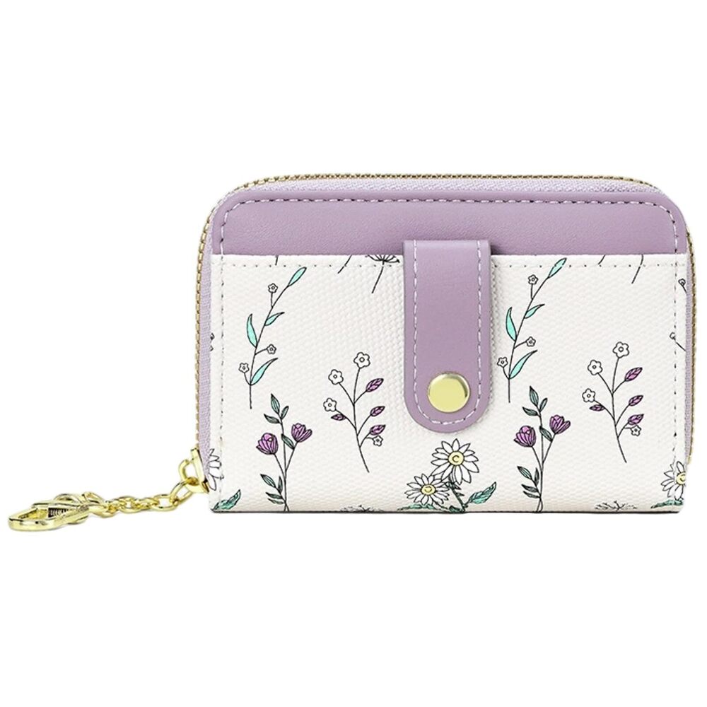 4138 Keychain Coin Purse Small Zipper Mini Change Purse Wallet Cute Flower